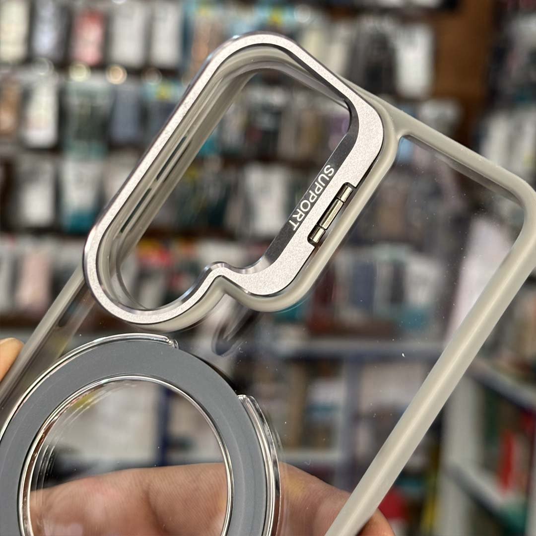 Premium Transparent MagSafe Ring Stand Case for Samsung Galaxy S26 – Grey thumbnail 2