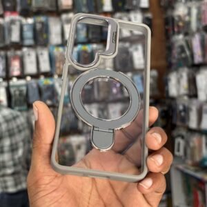 Premium Transparent MagSafe Ring Stand Case for Samsung Galaxy S26 – Grey